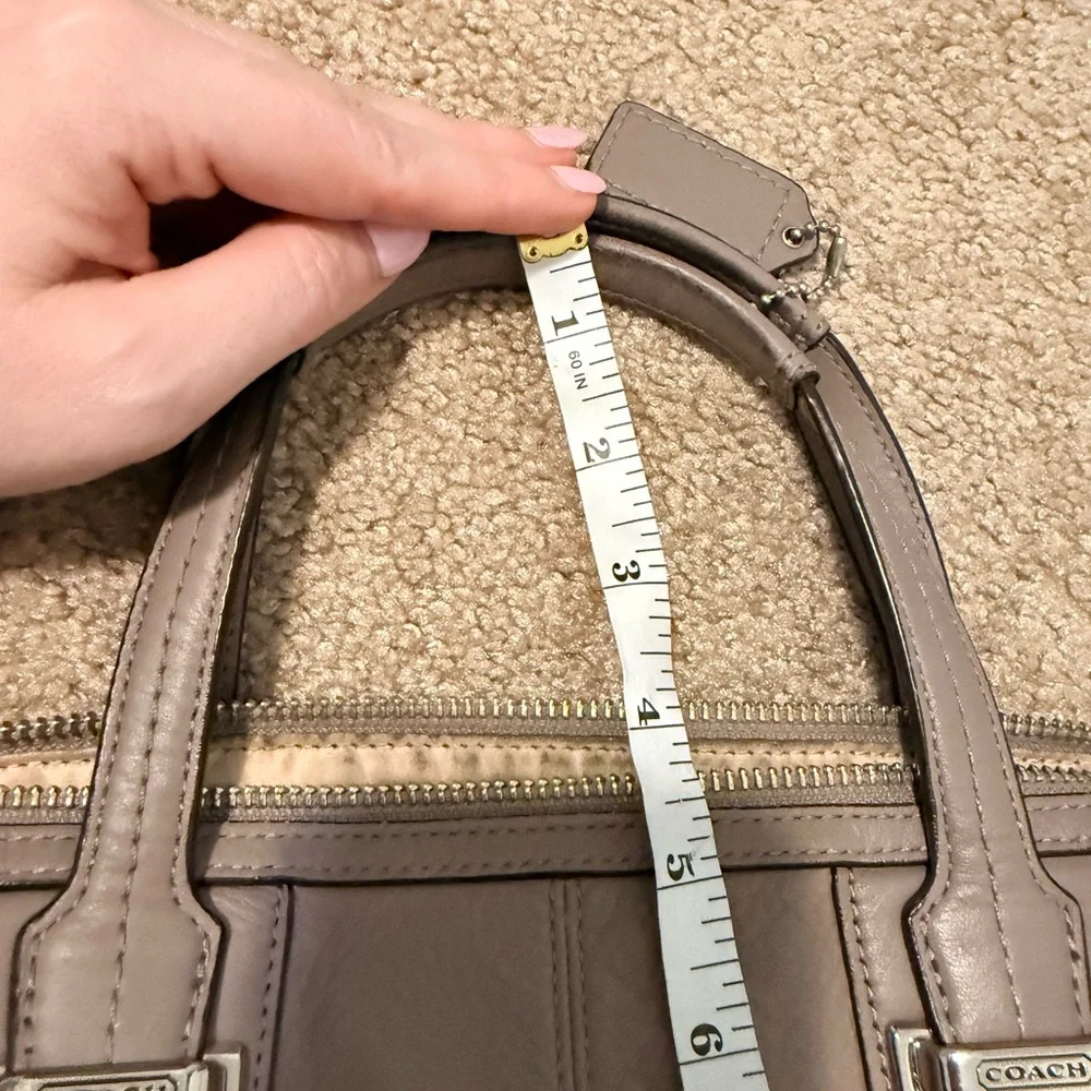 Coach Taylor Leather Satchel in Mushroom Grey